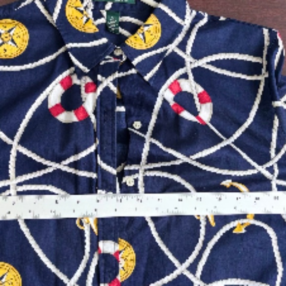 LADIES LAUREN RALPH LAUREN NAVY BLUE NAUTICAL BLOUSE - Picture 9 of 10